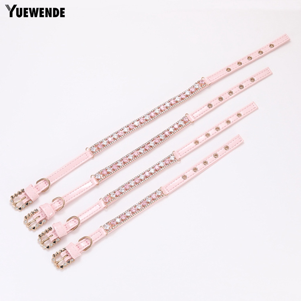 Vòng Cổ YQ.E Bằng Da Bò Đính Đá Có Thể Điều Chỉnh Thời Trang Dành Cho Thú Cưng