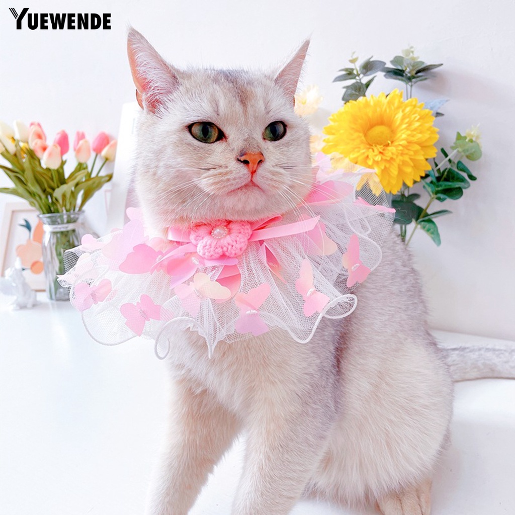 Yếm Đeo Cổ YQ.E Viền Ren Hoa Dễ Thương Thời Trang Tiện Dụng Cho Thú Cưng Ngoài Trời