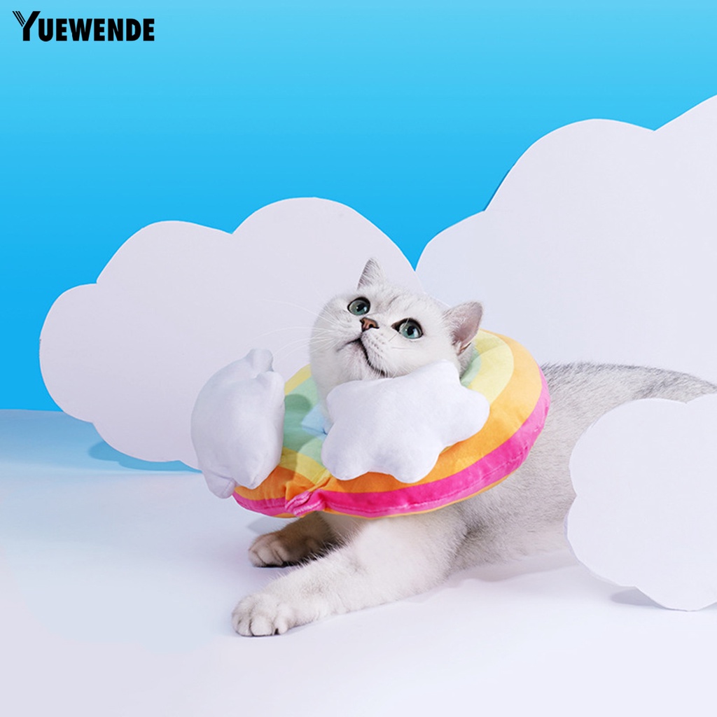 Vòng Cổ YQ.E Mềm Mại Dày Dặn Họa Tiết Cầu Vồng Chống Cắn Có Thể Điều Chỉnh Cho Cún Cưng