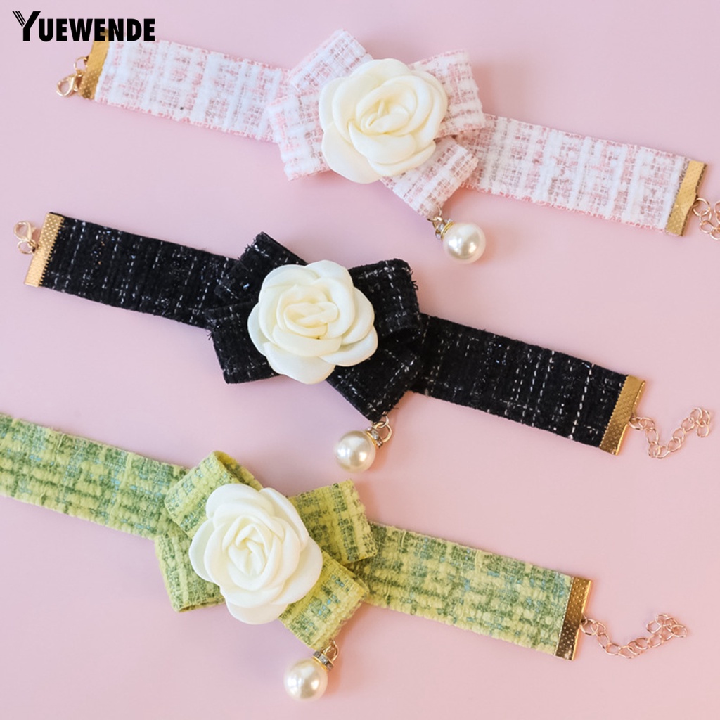 Vòng Cổ Đính Hoa Trà Và Nơ 3D Xinh Xắn Cho Thú Cưng YQ.E