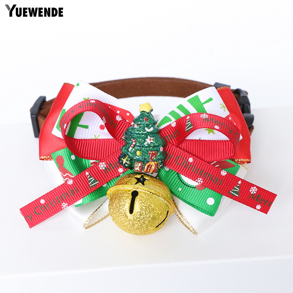 Yq.e Vòng Đeo Cổ Bằng Vải Không Gây Dị Ứng Đính Chuông Trang Trí Giáng Sinh An Toàn Cho Thú Cưng