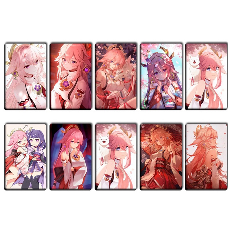 Set 10 Miếng Dán Thẻ Tín Dụng Ngân Hàng Chống Nước In Hình Anime Genshin Va Chạm
