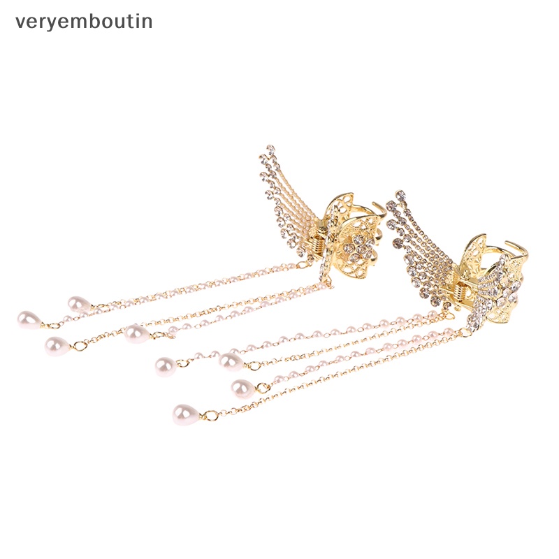 Kẹp Tóc Hình Hoa &amp; Bướm Bằng Kim Cương Giả &amp; Ngọc Trai Cho Nữ