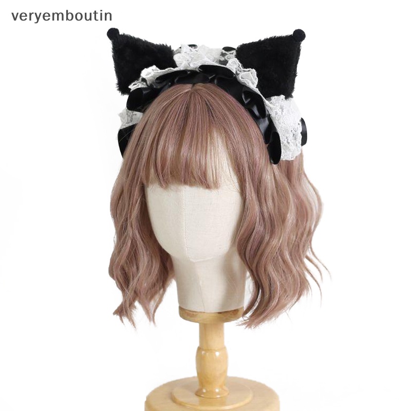 Băng Đô Cài Tóc Hình Tai Quỷ Hoạt Hình Phối Ren Phong Cách Gothic Dễ Thương