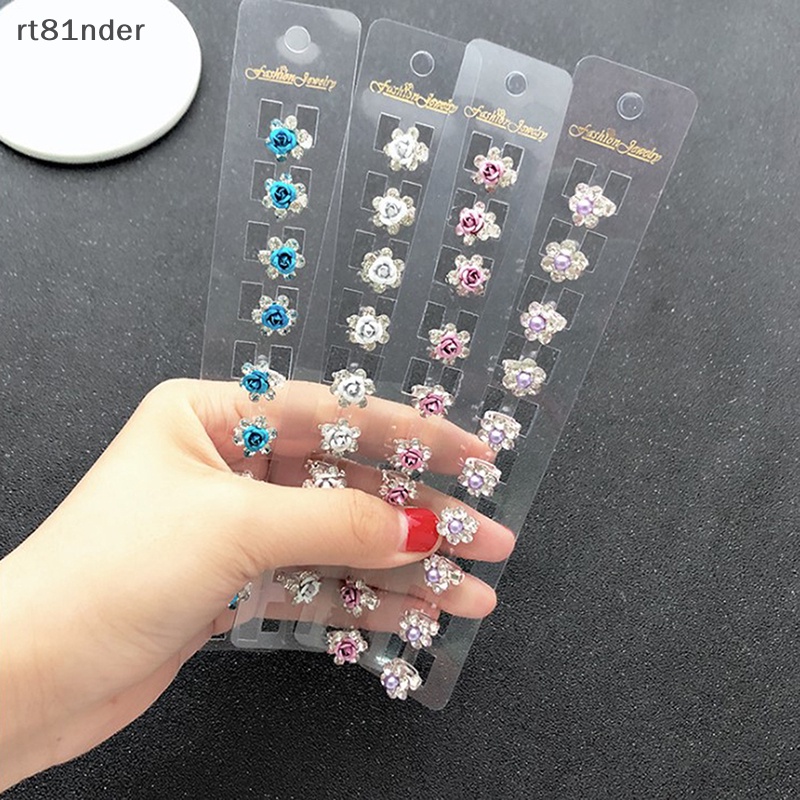 Rt Set 10 Kẹp Tóc Càng Cua Mini Đính Đá Pha Lê Cho Bé