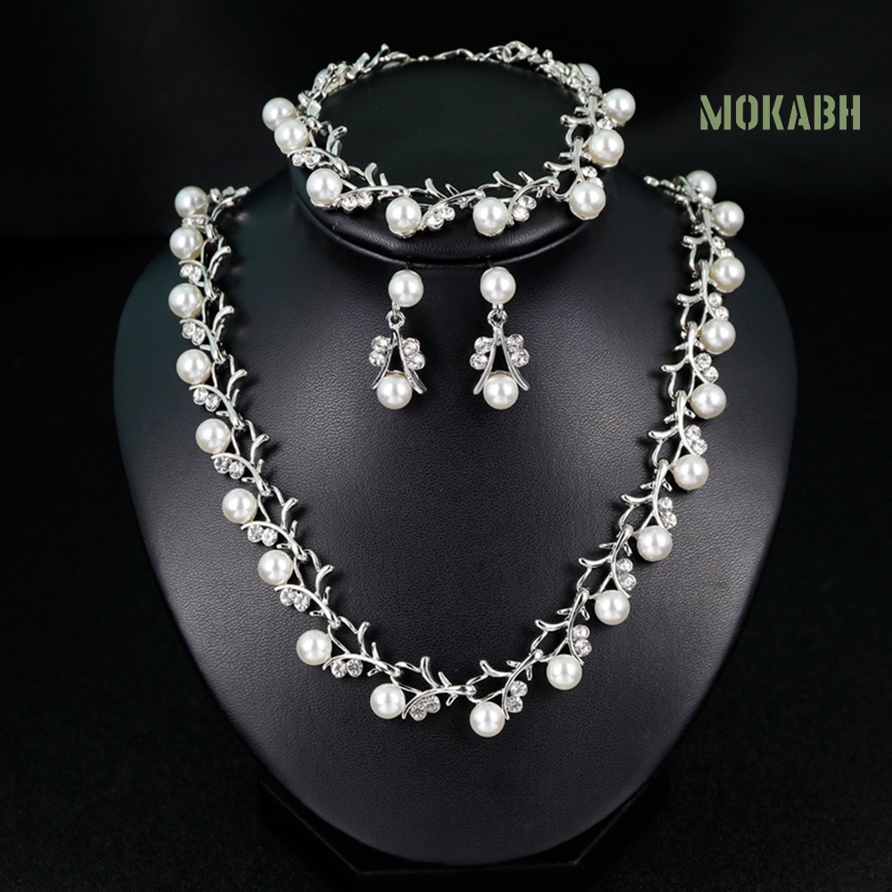 Bộ Trang Sức Đính Ngọc Trai Nhân Tạo Thời Trang Dành Cho Nữ