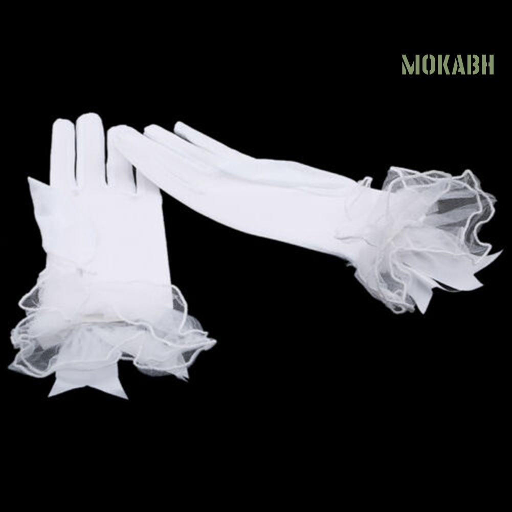 Găng Tay Ngắn Phối Ren Nơ Dành Cho Cô Dâu