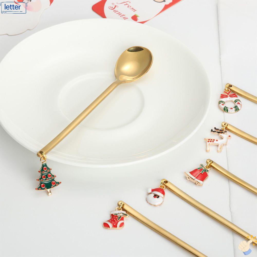 Bộ Muỗng Cà Phê Bằng Thép Không Gỉ Họa Tiết Giáng Sinh