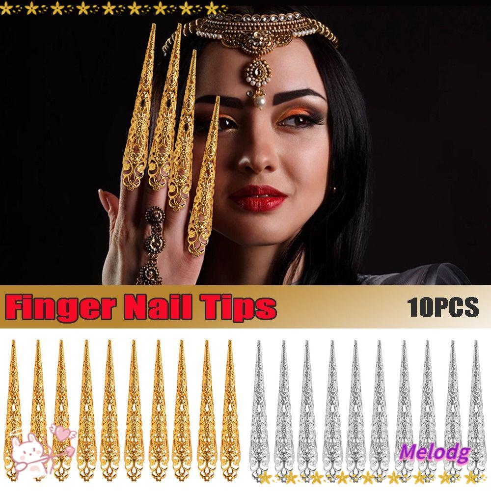 MELODG Bộ 10 Móng Tay Giả Hình Chim Công