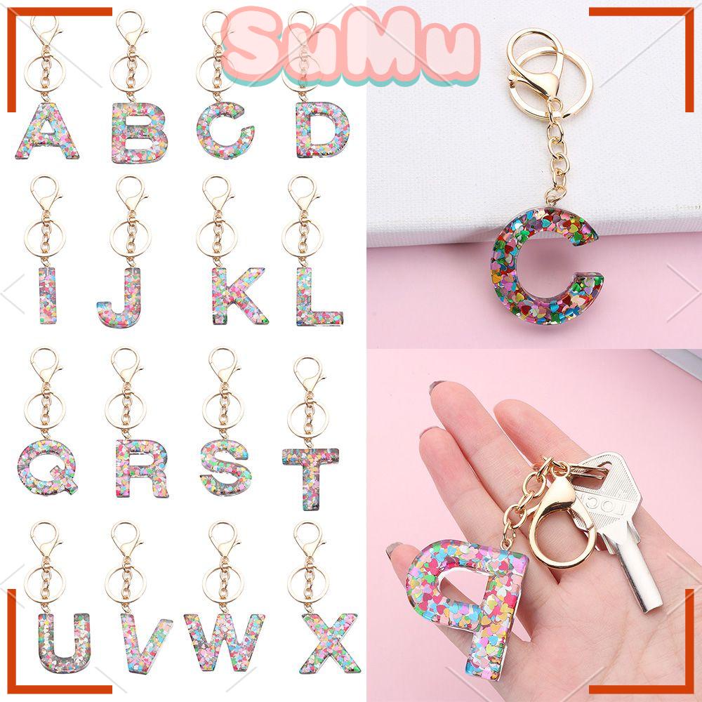 Mặt Dây Chuyền / Móc Khóa / Túi Xách Bằng Resin Hình Chữ Cái Từ A-Z 26 Đầu Tiên