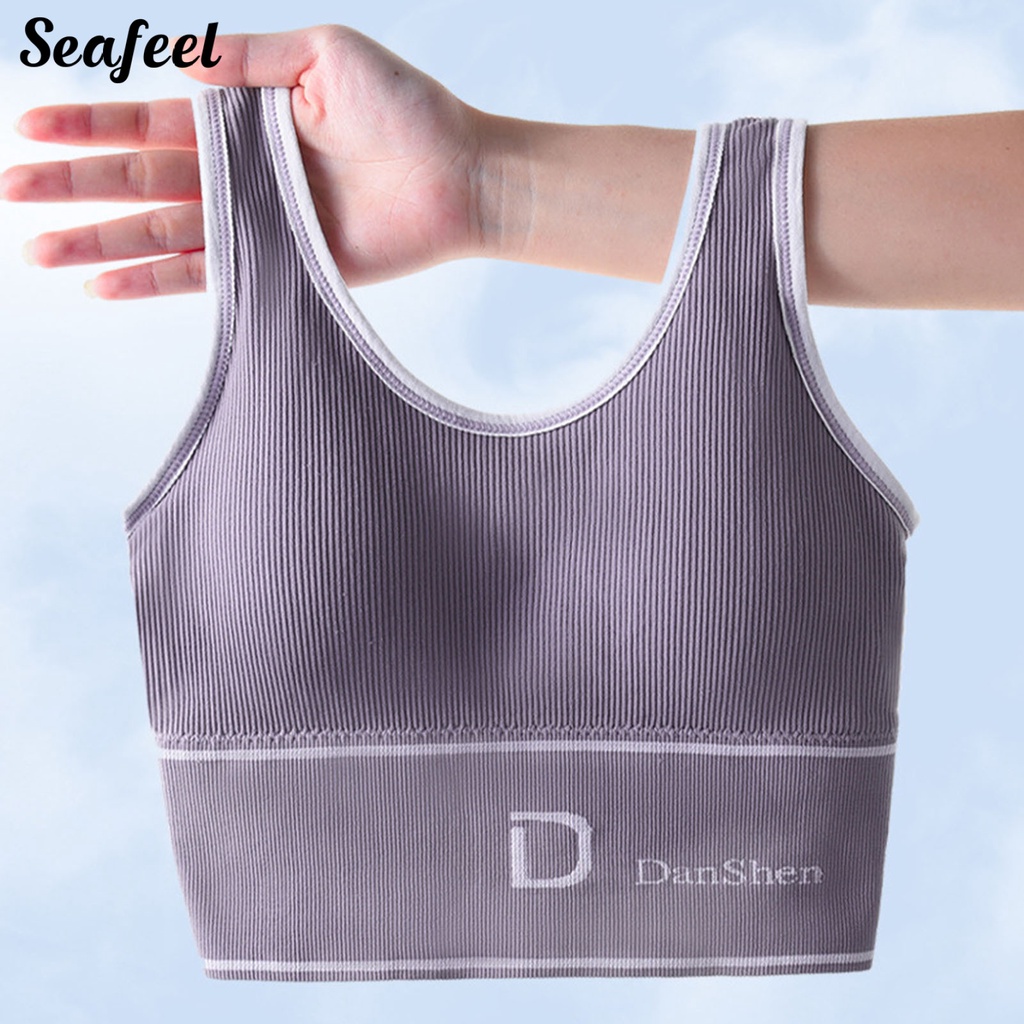 Áo Bra Thể Thao Màu Trơn Chữ U Không Đệm Ngực Chống Sốc Co Giãn Dành Cho Nữ