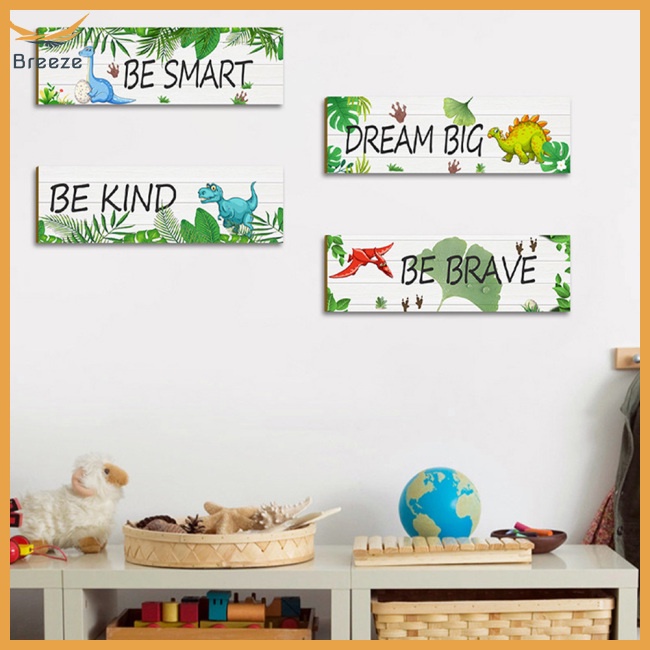 Set 4 Biển Gỗ Treo Tường Trang Trí Hình Động Vật Dễ Thương