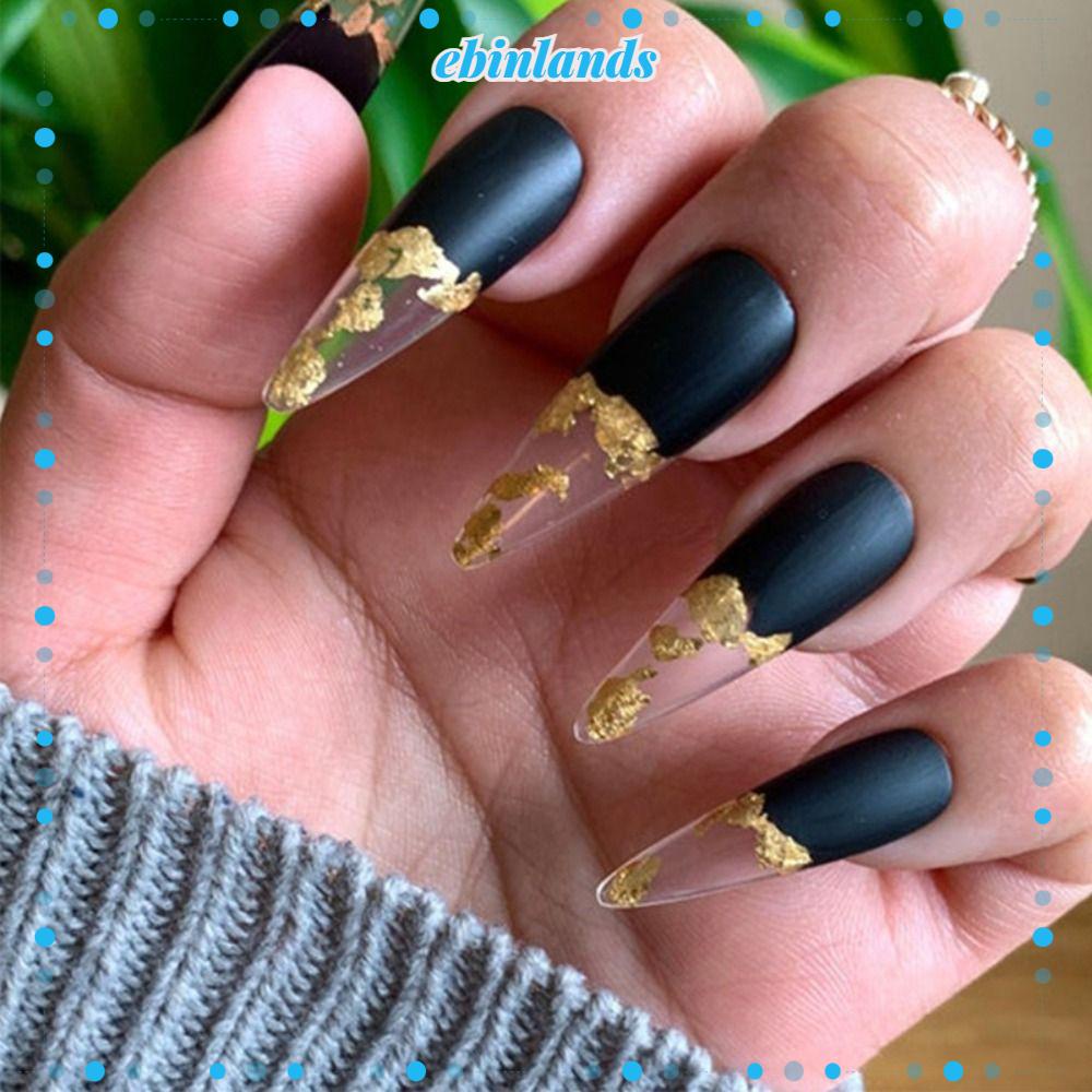 Bộ Móng Tay Giả Màu Đen Có Thể Tháo Rời