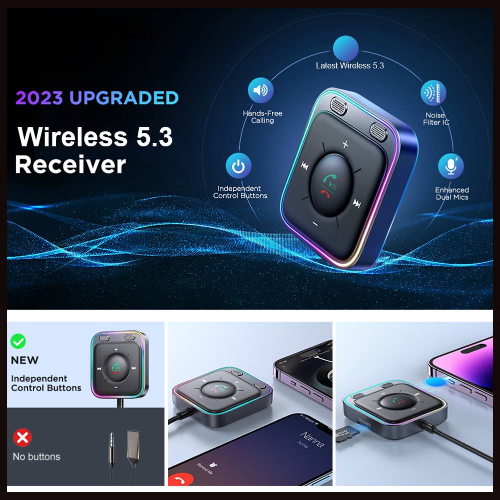 Bộ Chuyển Đổi Âm Thanh Bluetooth 5.3 AUX Kép Cho Xe Hơi