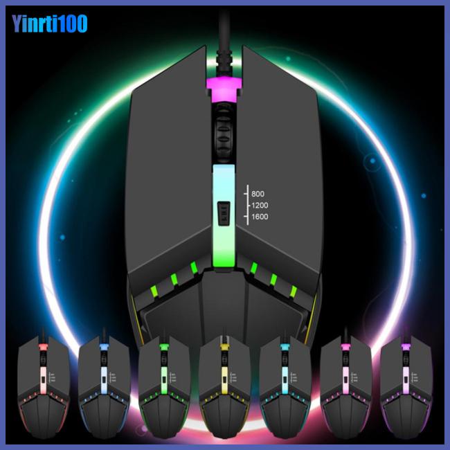 Chuột Quang Gaming Yinrti X3 Có Dây 1600DPI 4 NúT BấM + ĐèN Led NhiềU MàU ChấT LượNg Cao