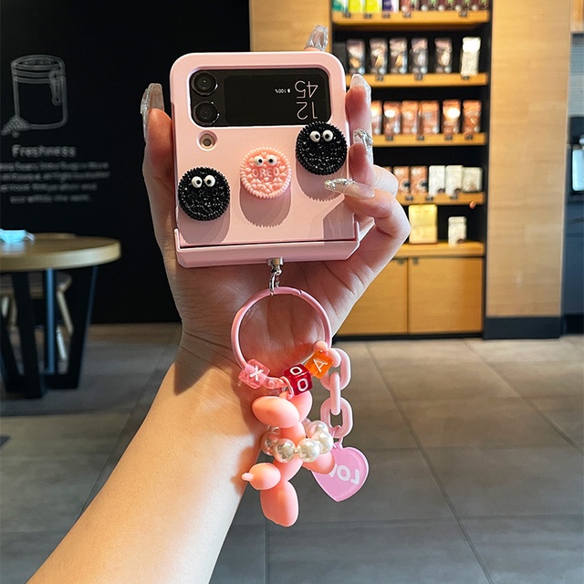 Bao Da Điện Thoại Hình Chó Ngọc Trai Dễ Thương Cho samsung galaxy z flip 4 3 zflip4 zflip3 5g Ốp
