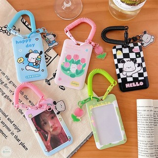 Cute Card Cover Anime Pvc Card Holder Student School Card Bus Meal Card Protective Cover Id Card Credit Storage Case Keychain Accessories WE