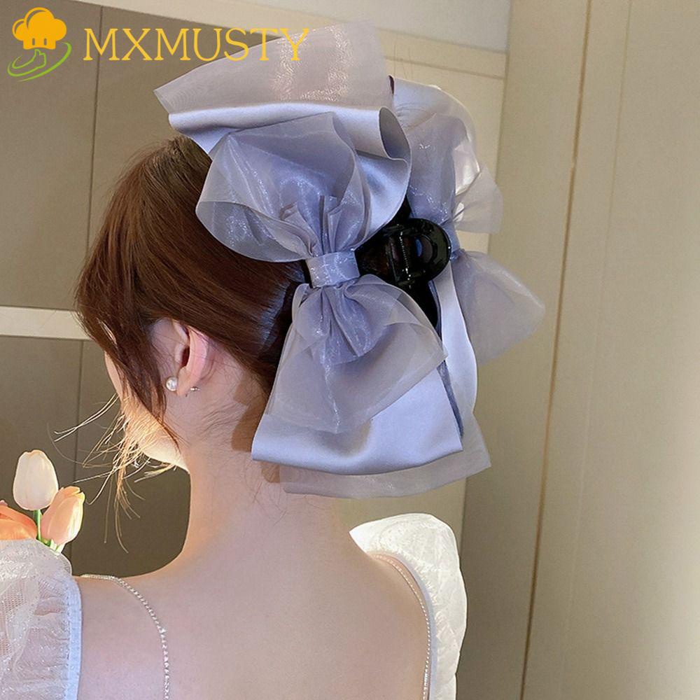 Kẹp Tóc Càng Cua Hình Nơ Phối Lưới Phong Cách Hàn Quốc Ngọt Ngào Cho Nữ