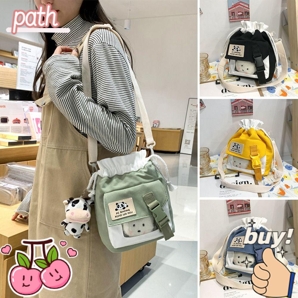 Túi Đeo Vai Vải Canvas Phối Dây Rút Thời Trang Cá Tính Trẻ Trung