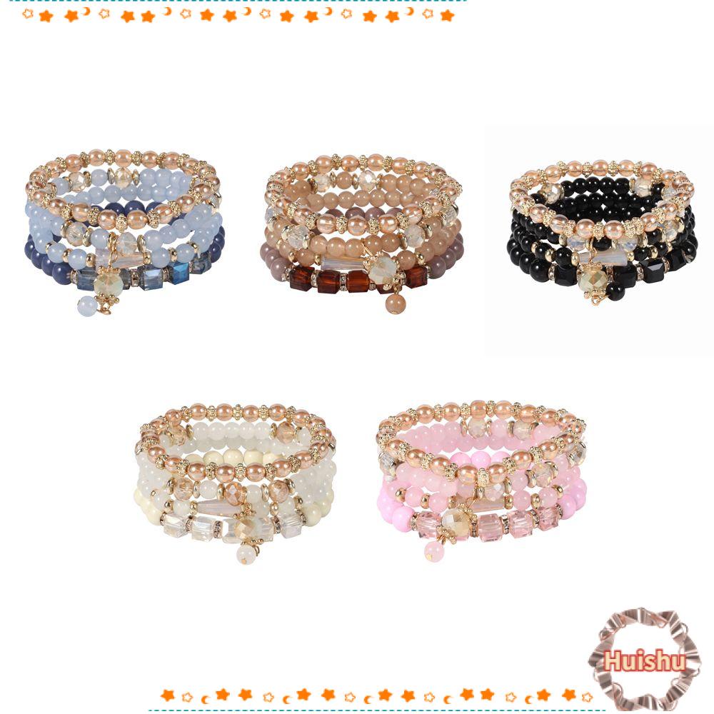 Set 4 Vòng Đeo Tay Phong Cách Bohemian Thời Trang Đi Biển Mùa Hè|Chuỗi Hạt Cườm