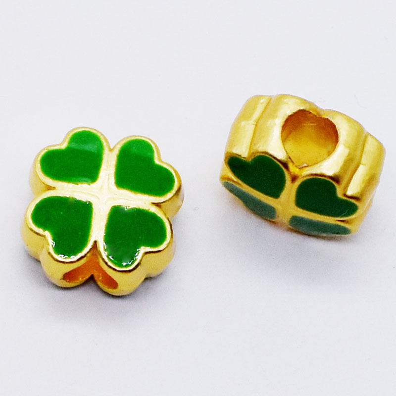 🔥 GIÁ SỈ 🔥 Charm cỏ 4 lá mạ vàng màu xanh - PL183