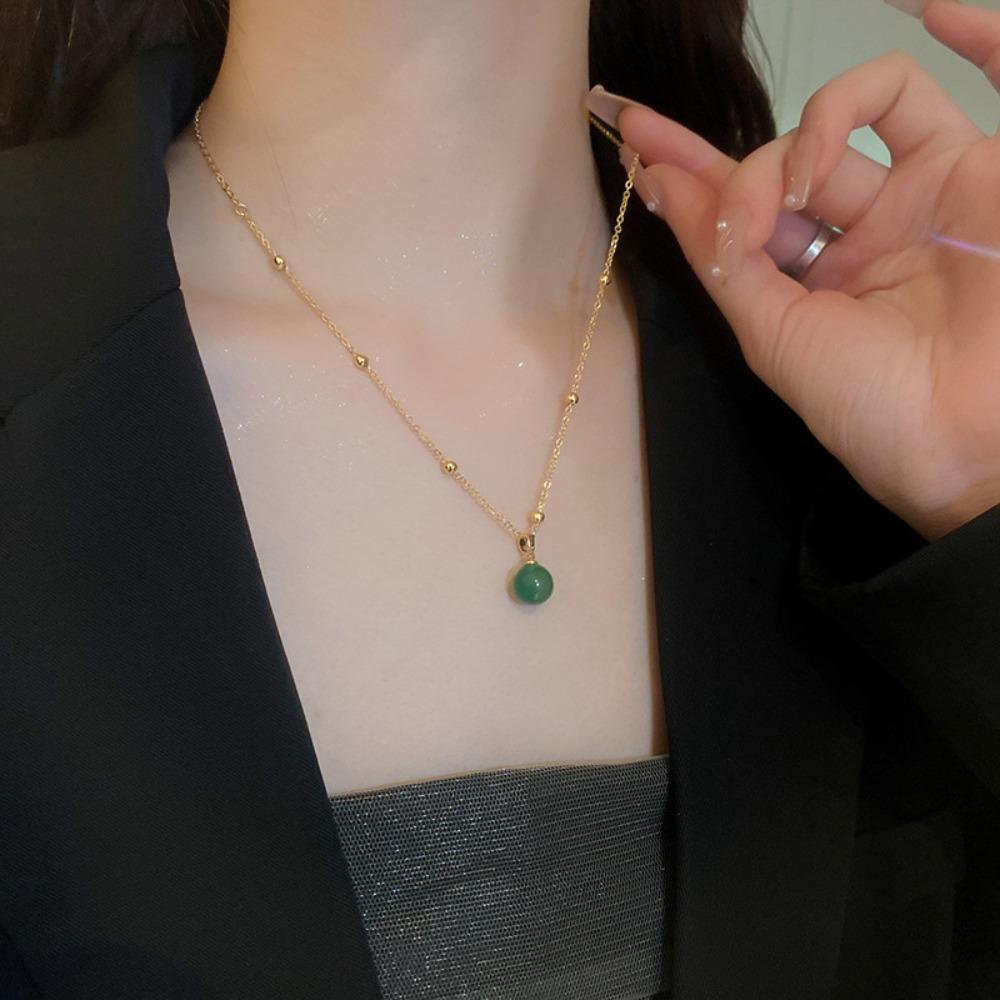 Bộ Vòng cổ + Bông Tai Hình Tròn Chống Dị Ứng Phong Cách Hàn Quốc Ngọt Ngào Thời Trang Dự Tiệc