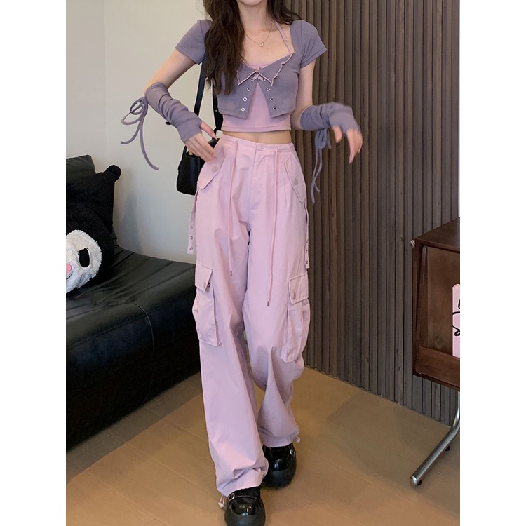 COZOK Bộ Áo cardigan Ngắn Tay + Áo Sát Nách Thời Trang Quyến Rũ Cho Nữ