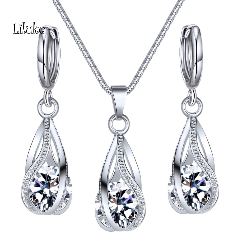 Set 3 Vòng cổ Và Đôi Khuyên Tai Đính Đá Thời Trang Thanh Lịch Dành Cho Nữ