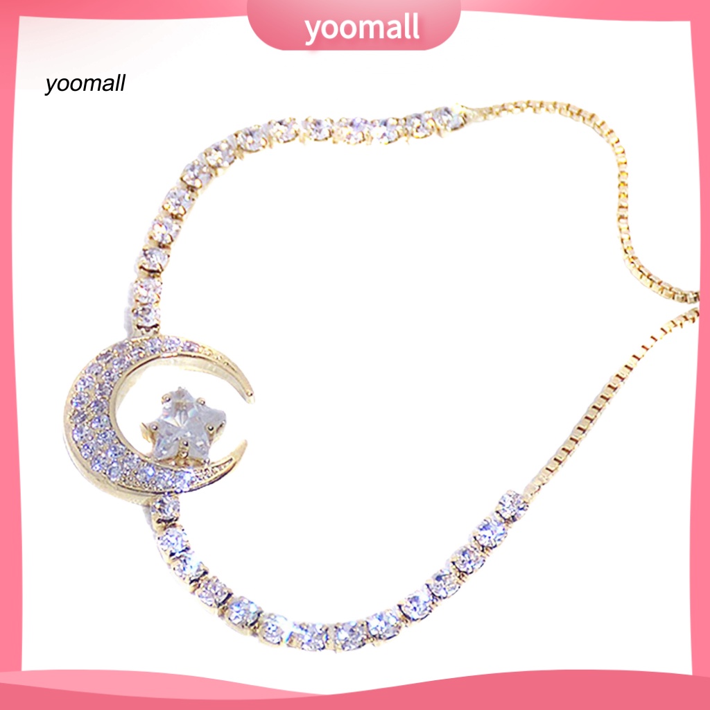 Vòng Tay Đính Đá Zircon Hình Ngôi Sao / Mặt Trăng Lấp Lánh Thời Trang