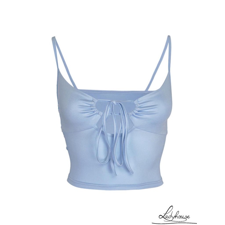 Áo Croptop Hai Dây Cổ Chữ V Màu Trơn Gợi Cảm Cho Nữ