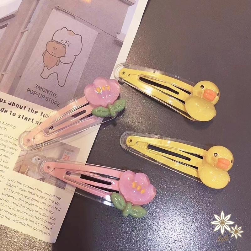Kẹp Tóc BB Trong Suốt Họa Tiết Hoa Dễ Thương
