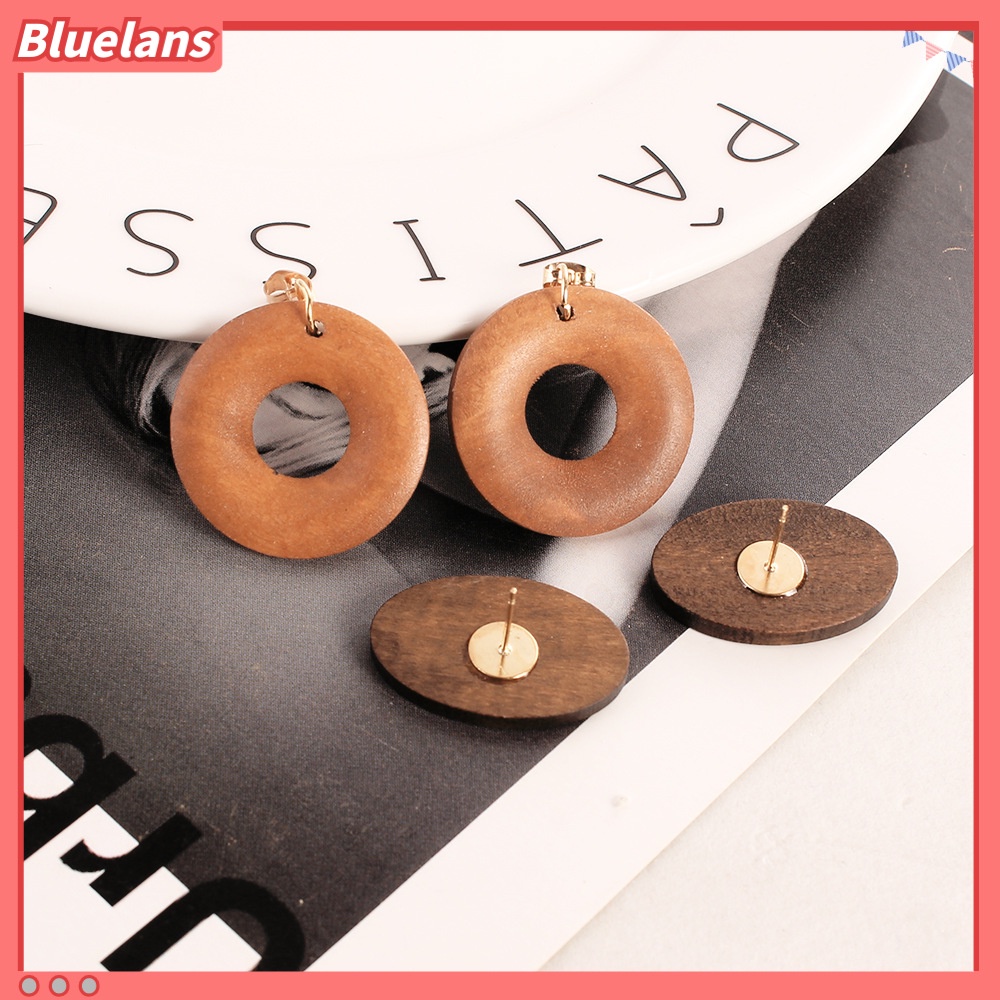 [BLS] Bông Tai Dáng Dài Bằng Gỗ Hình oval Thời Trang Cá Tính Dễ Phối Đồ Phong Cách retro Dành Cho Nữ