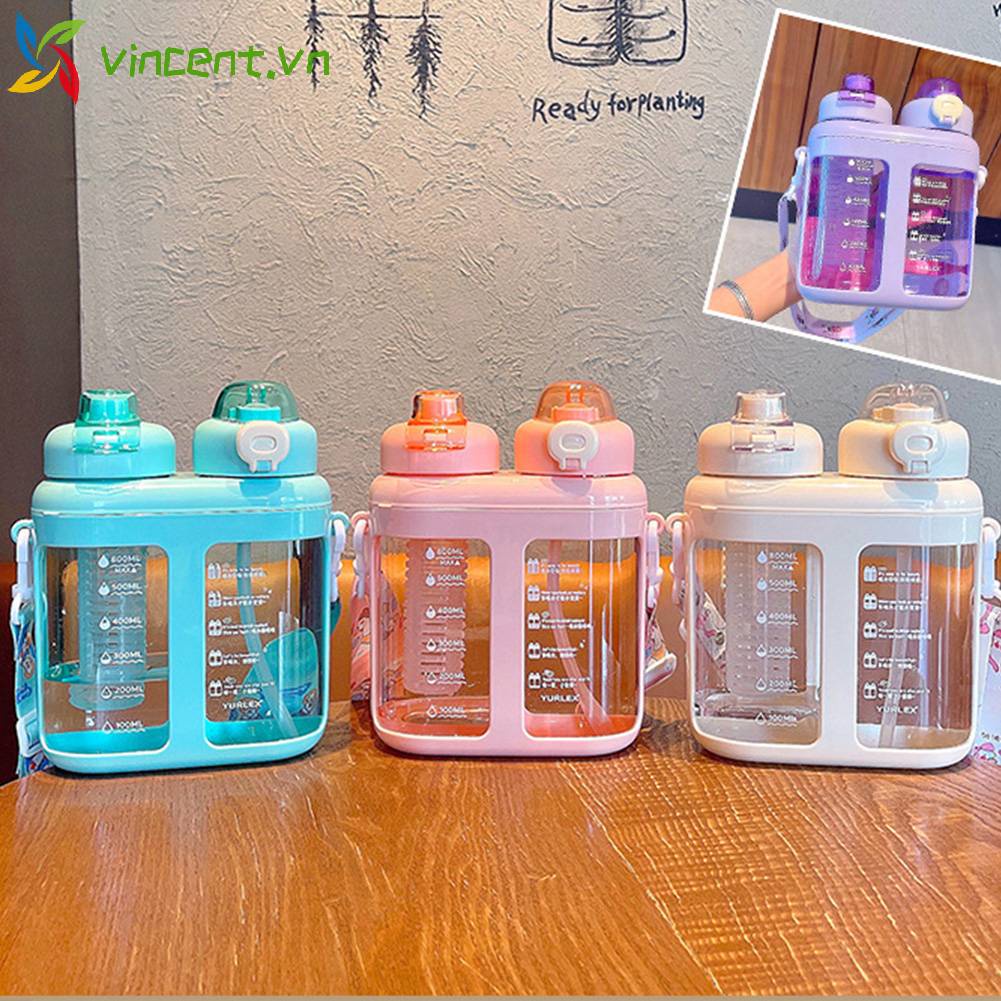 Bình Nước 1600ml Có Dây Đeo Vai Dễ Thương