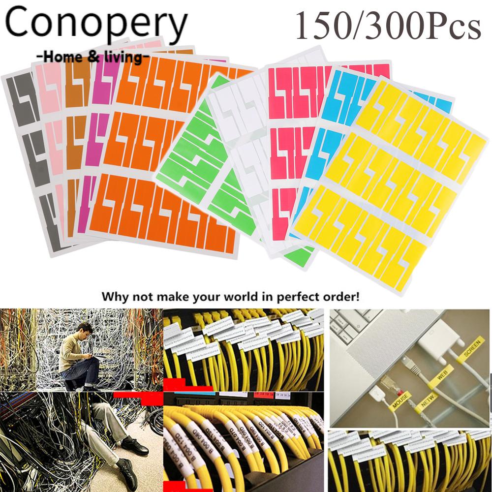CONOPERY 150/ 300 Miếng dán đánh dấu dây cáp mạng tùy chọn màu sắc chống nước tiện dụng