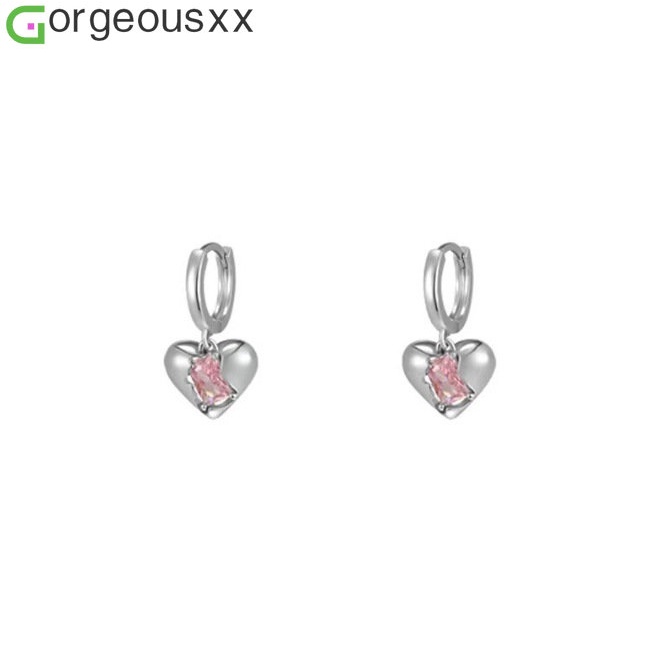 Đôi Khuyên Tai Hình Trái Tim Đính Đá Xinh Xắn Cho Nữ