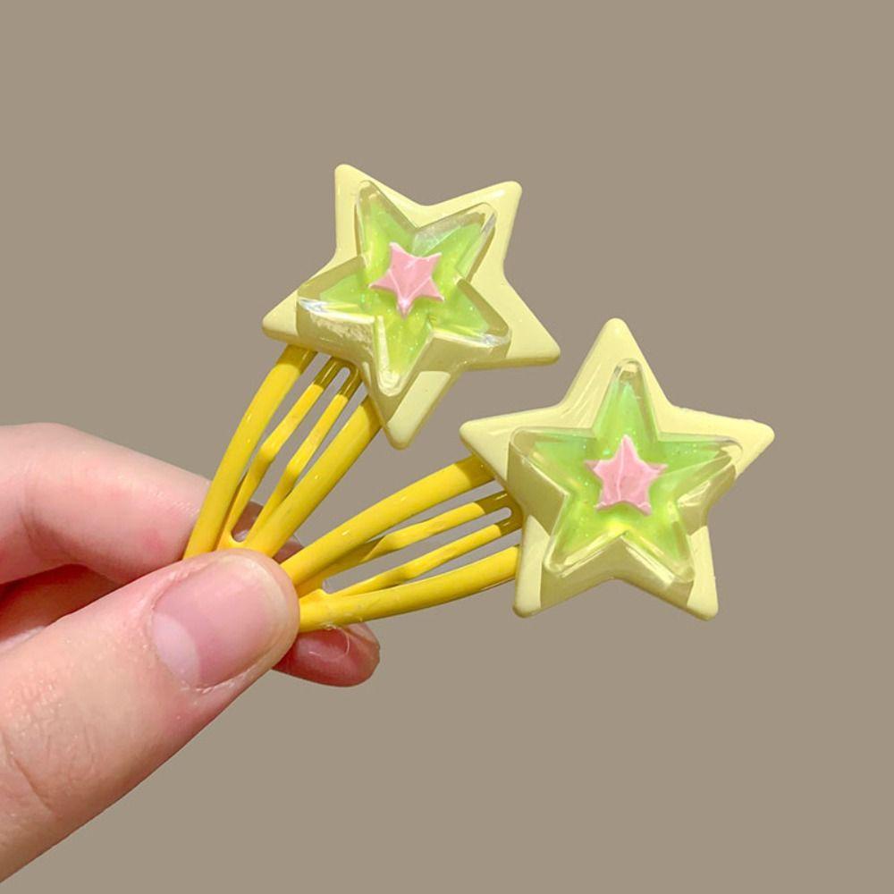 Bộ 2 Kẹp Tóc Hình Ngôi Sao Năm Cánh Bằng Nhựa Resin Y2k Nhiều Màu Sắc Phong Cách Harajuku Hàn Quốc Thời Trang Cho Nữ