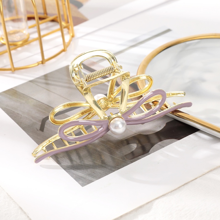 Kẹp Tóc Hình Nơ Đính Ngọc Trai Bằng Hợp Kim Phong Cách Hàn Quốc Dành Cho Nữ