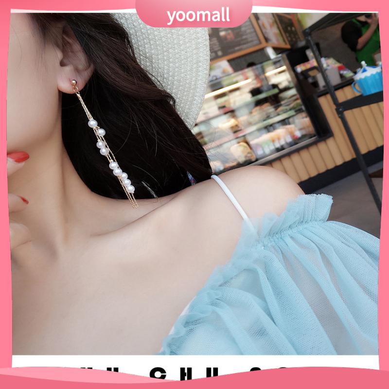 Khuyên Tai Tua Rua Đính Hạt Ngọc Trai Phong Cách Hàn Quốc