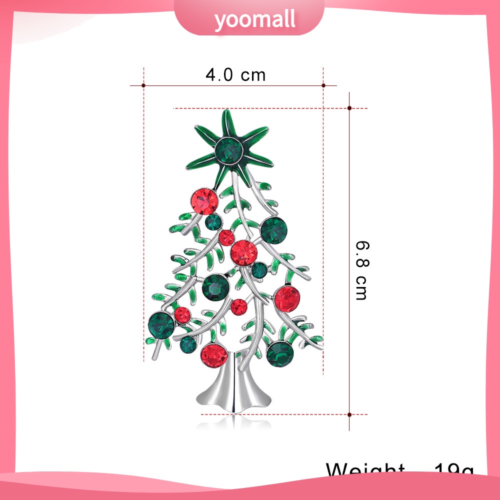 Ghim Cài Áo Hình Cây Thông Giáng Sinh Đính Đá Kim Cương Giả Toàn Diện