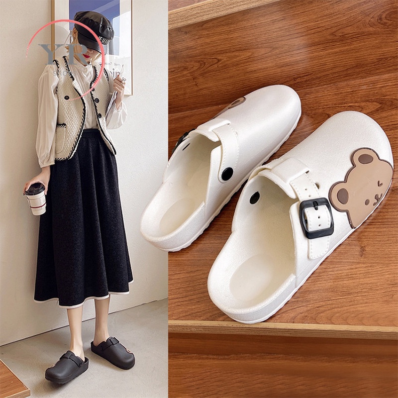 Dép Quai Ngang Chống Trượt In Hình Gấu Hoạt Hình Dễ Thương Cho Cặp Đôi