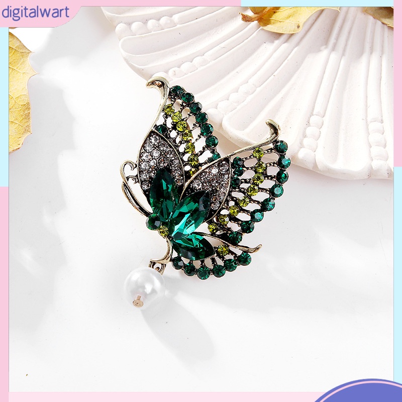 Ghim Cài Áo Kim Loại Hình Bướm Đính Ngọc Trai Nhân Tạo Thời Trang