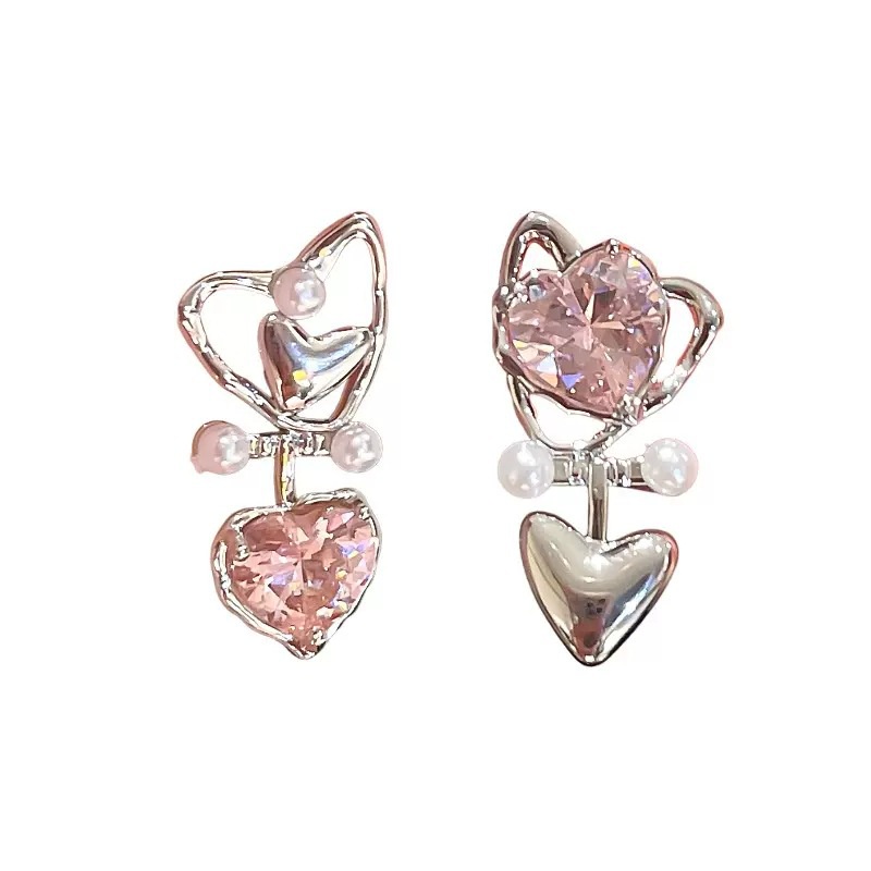 Khuyên Tai Trái Tim Đính Đá Thời Trang Nữ Tính