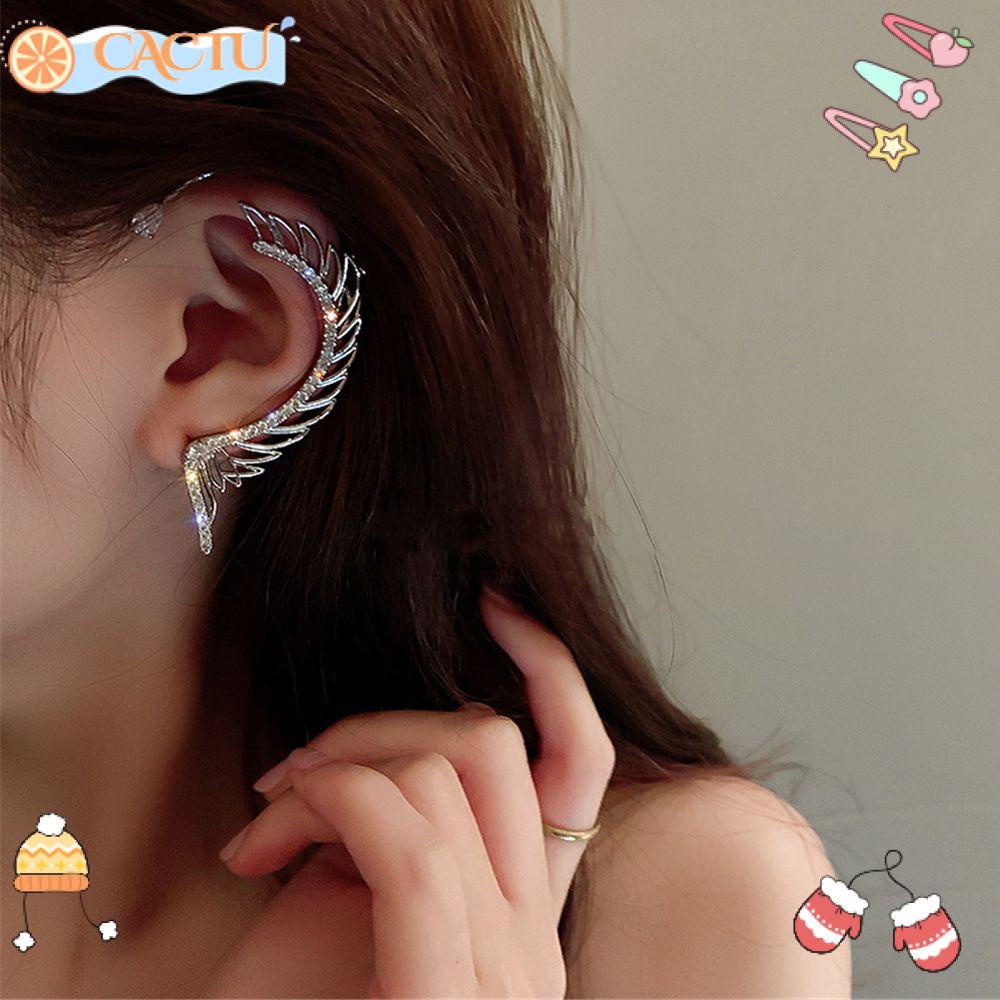 CACTU Bông Tai Dáng Dài Đính Cánh Lấp Lánh Thời Trang