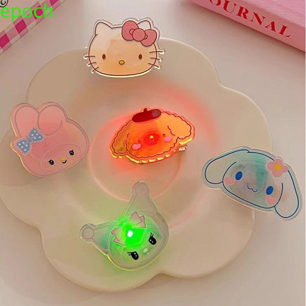 Kẹp Tóc EPOCH Dạ Quang Hình Mèo Cinnamoroll Kuromi Kitty Dễ Thương Cho Bé Gái