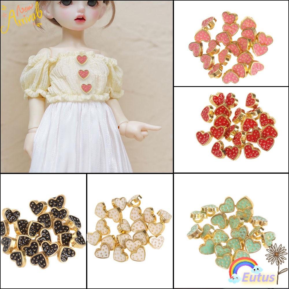 EUCA Set 20 Nút Áo Trái Tim Mini Trang Trí Cho Búp Bê