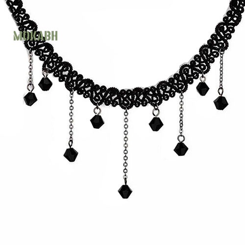 [Mok Abh] Vòng Cổ Choker Đính Đá Và Tua Rua Phong Cách Gothic