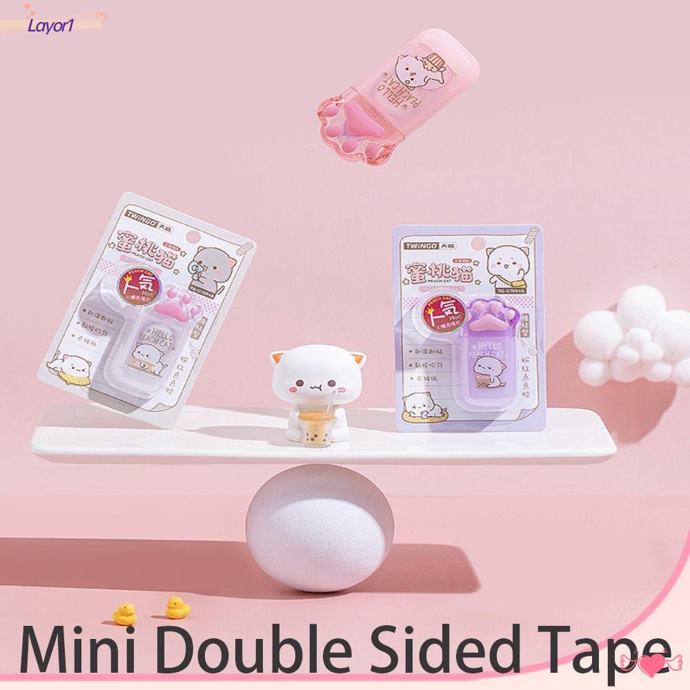 1 Cuộn Băng Keo Hai Mặt Mini Họa Tiết Mèo Dễ Thương Dùng Trang Trí DIY