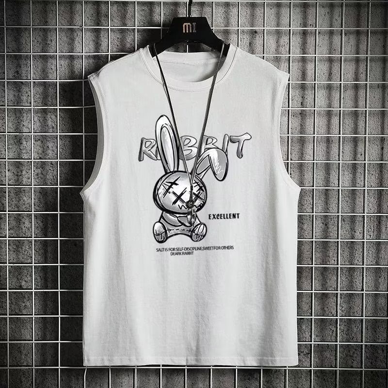 [Giá Thấp Nhất] Áo Thun Ba Lỗ Cổ Tròn Oversize In Hình Thỏ Hoạt Hình Phong Cách Nhật Bản Mùa Hè Cho Cặp Đôi