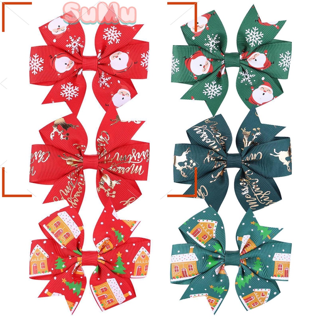 SUMU Kẹp Tóc Đính Nơ In Họa Tiết Dễ Thương Cho Bé Gái