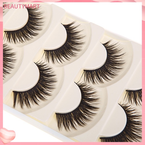 Set 5 Cặp Lông Mi Giả Màu Đen Handmade Nối Dài Và Làm Dày Lông Mi